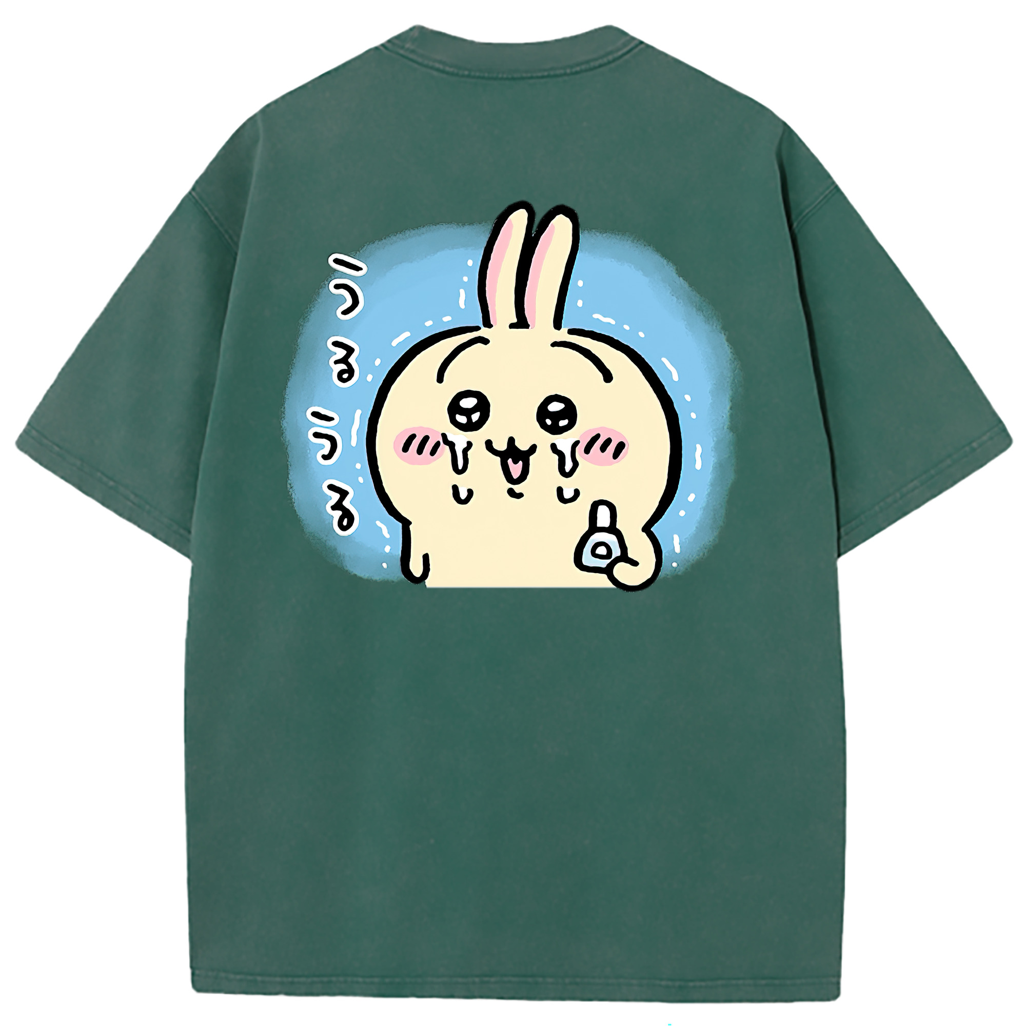 （画像用） ちいかわ うさぎ Chii-kawa usagi 綿100% ヴィンテージ風 半袖Tシャツ（背面プリント）